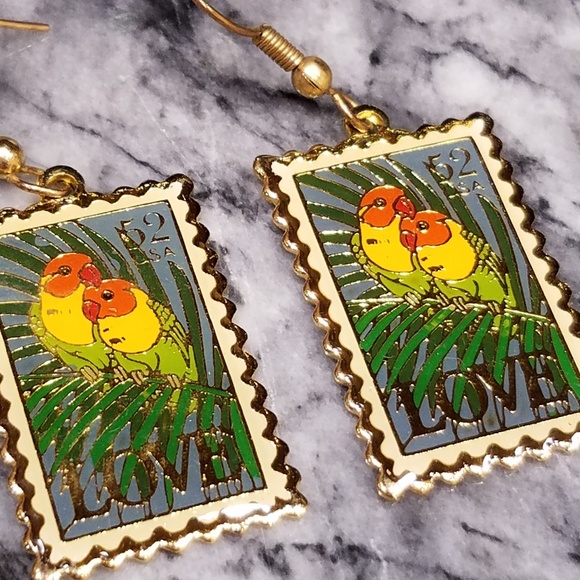 Jonathan Grey & Associates Jewelry - 💥2/$7💥 - Love Birds Postage Stamp Earrings